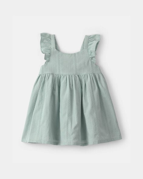 Baby Girl Ruffle-Sleeve Dress - Green