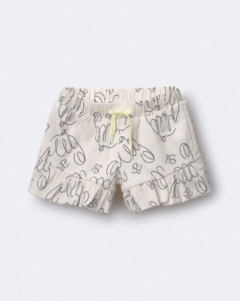 Toddler Girl Ruffle Butterfly Shorts in Dog Print - Cream