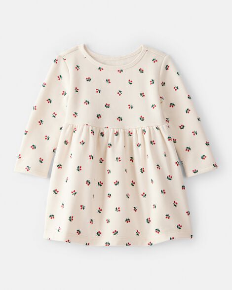 baby girl daydream fleece holly knit dress - ivory