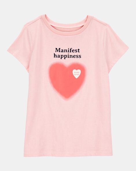 Kid Manifest Happiness Short-Sleeve Graphic Tee - Pink