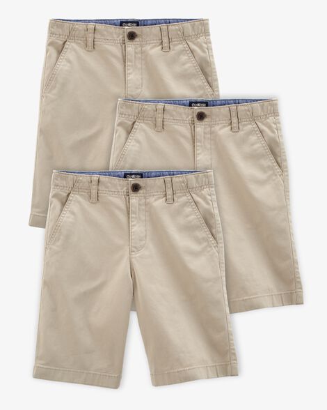 Product image 1 of Boys 3-Pack Stretch Chino Uniform Shorts - Khaki