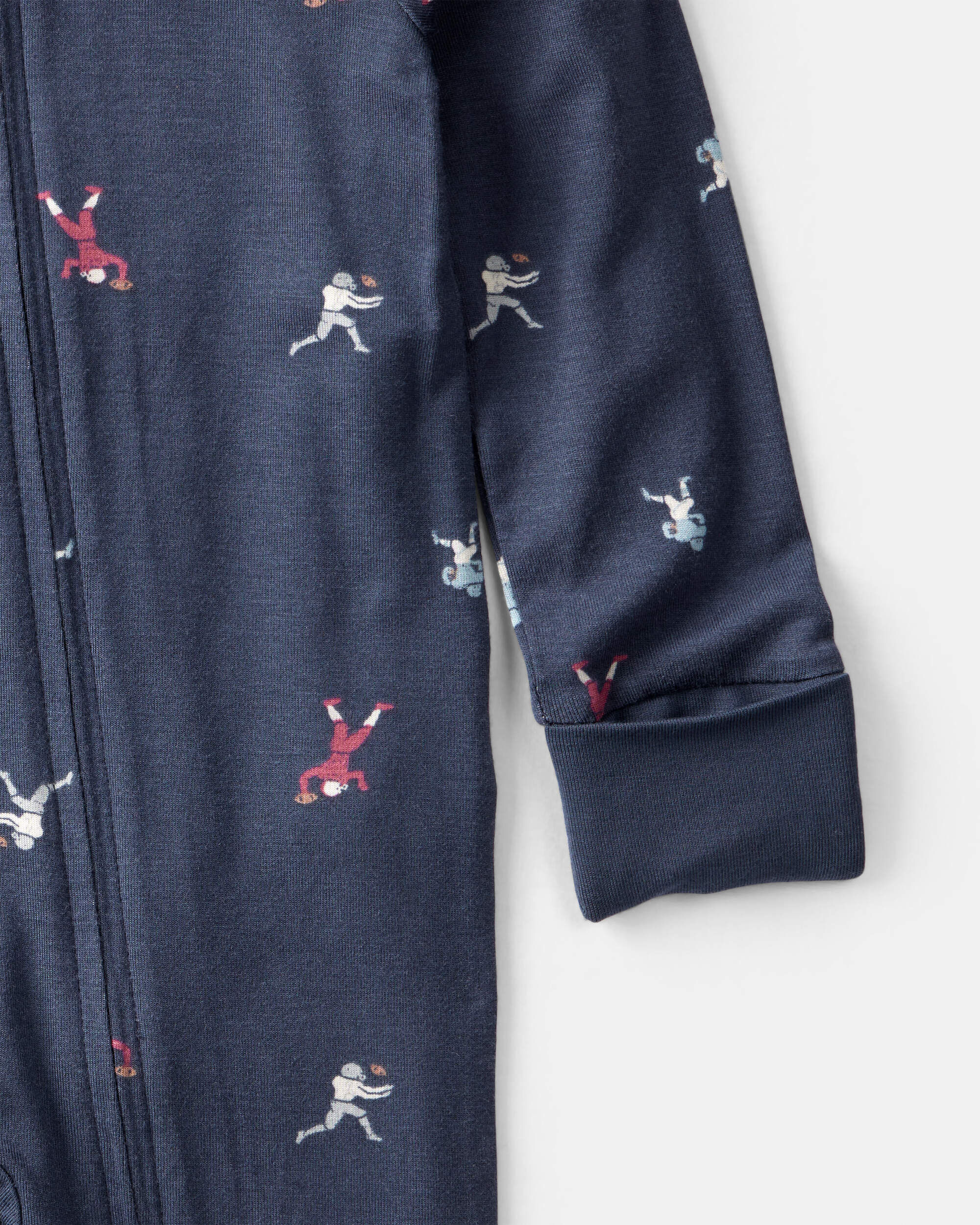 Baby Boy Football Print PurelySoft Long-Sleeve Sleep & Play Pajamas - Blue