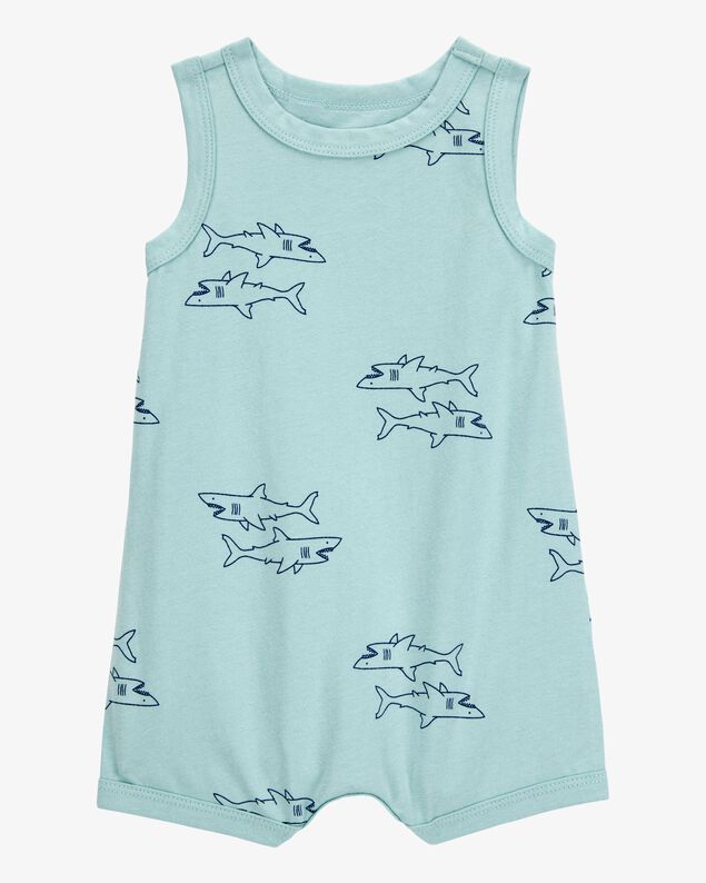 Product image 1 of Baby Boy Shark Print Cotton Romper - Blue