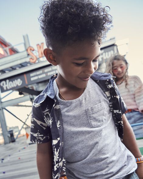  Product image 3 of Kid Solid Short-Sleeve Pocket Tee - Grey