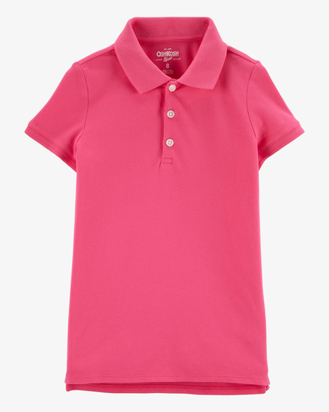 Girls Stretch Pique Uniform Polo - Pink
