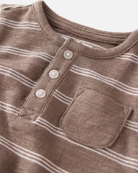 Organic Cotton Striped Romper Brown & Blue Organic Cotton Striped Romper Brown & Blue