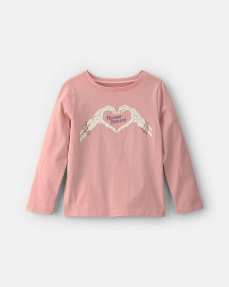 girls 'friends forever' halloween long-sleeve graphic tee - pink