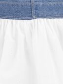 White/Blue - Toddler Denim Eyelet Jumper Dress, Selected