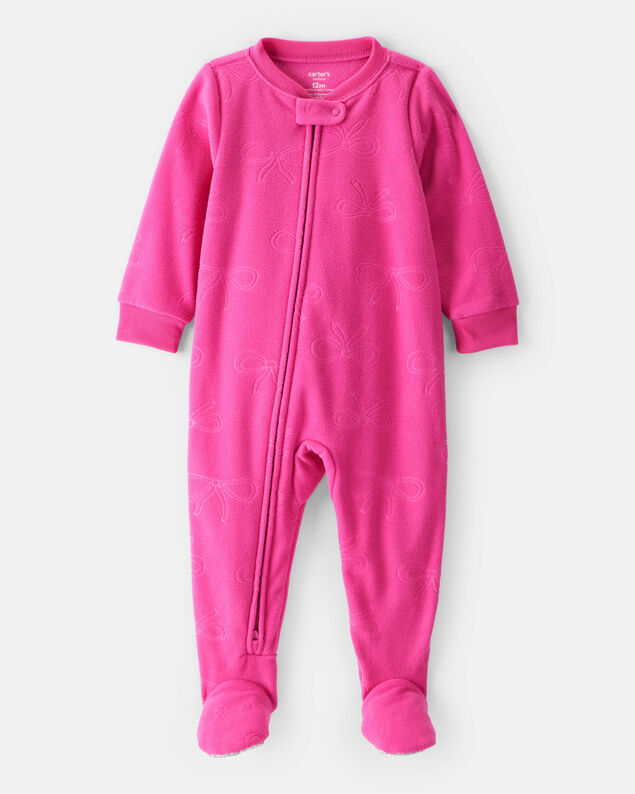 Product image 1 of Toddler Girl Bow Loose Fit Long-Sleeve 1-Piece Pajamas - Pink