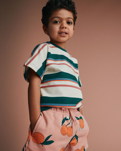 Toddler Dolman Tee in Stripes - Green/Cream