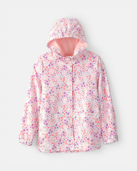 girls floral raincoat - pink