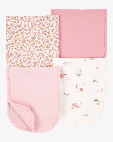  Product image 1 of Baby 4-Pack Burp Cloths - Pink