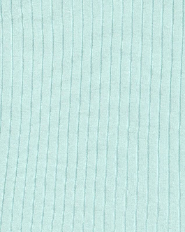 Product image 2 of Kid Solid Ribbed Cotton Blend 2-Piece Pajamas - Teal