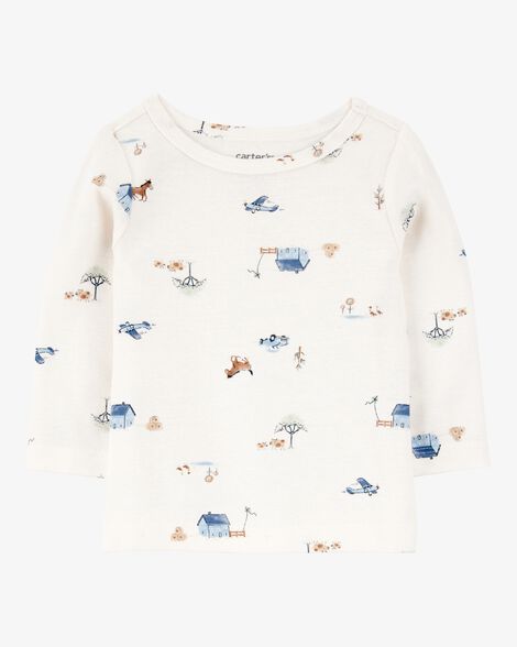  Product image 3 of Baby 2-Piece Long-Sleeve Tee & Waffle Knit Coverall Set - Blue/White