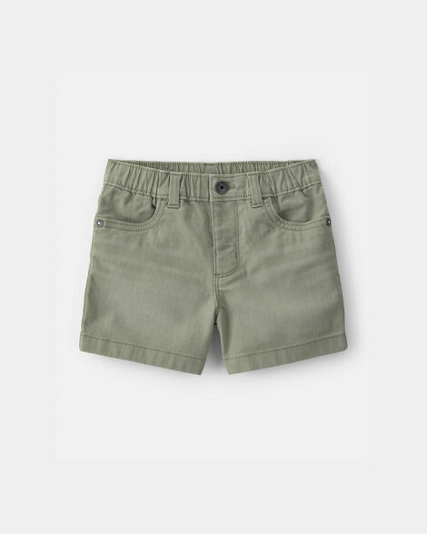 Toddler Twill Pull-On Shorts - Olive