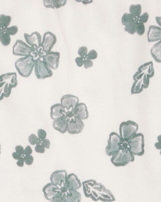 Product image 2 of Baby 2-Piece Flutter-Sleeve Floral Bodysuit & Short Set - Ivory/Green
