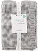 Grey - Baby Organic Cotton Textured Knit Blanket in Gray, Selected