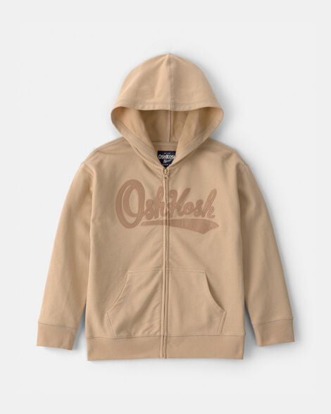 Kids OshKosh Logo Zip-Up Hoodie - Beige