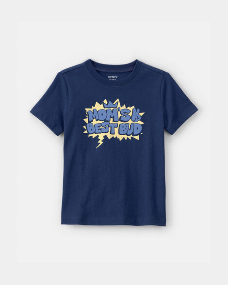 toddler boy 'mom's best bud' graphic tee - blue
