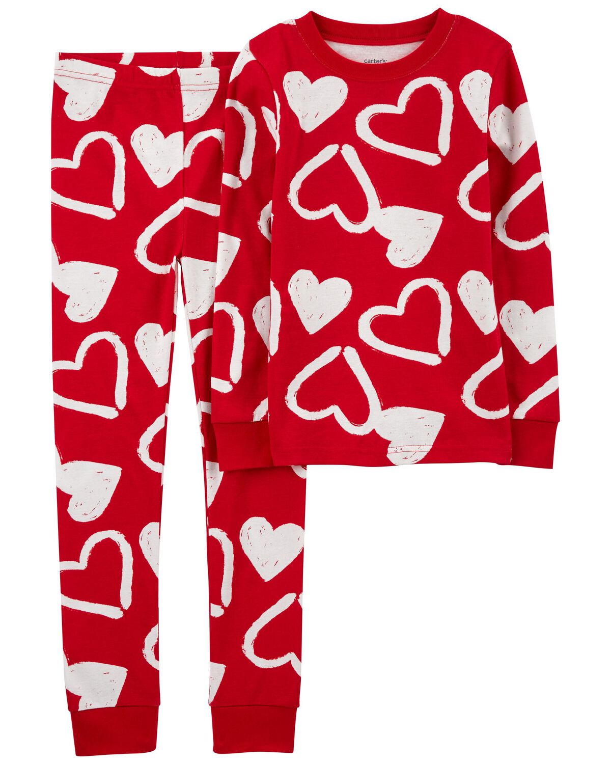 Cotton Pjs Boys Valentine Pjs Kid 2-Piece Valentine's Day Hearts