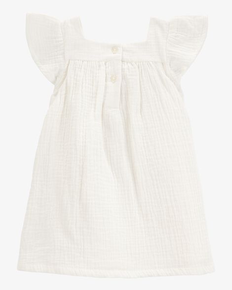  Product image 2 of Baby Solid Flutter-Sleeve Dress - White