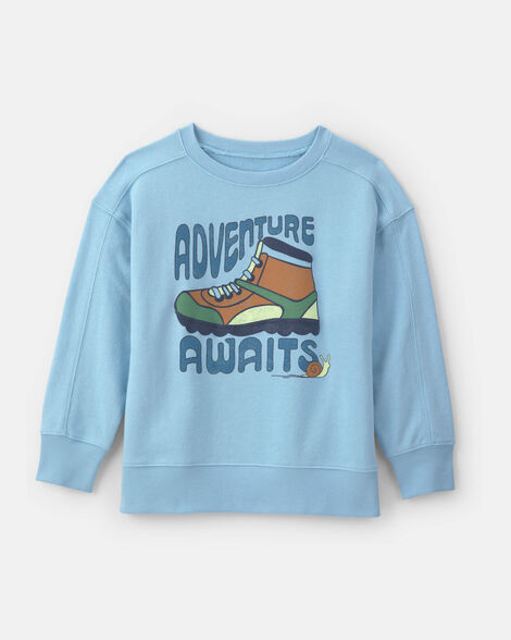 boys 'adventure awaits' french terry pullover sweatshirt - blue