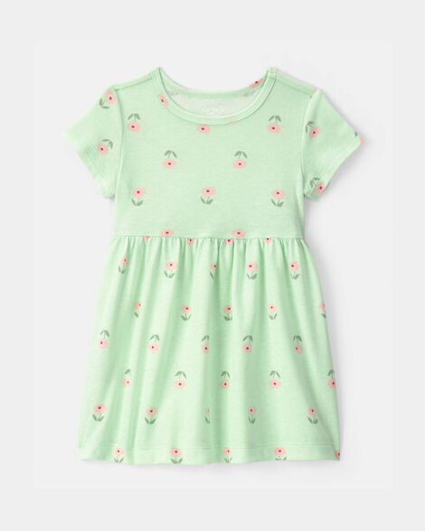 baby girl floral short-sleeve dress - green