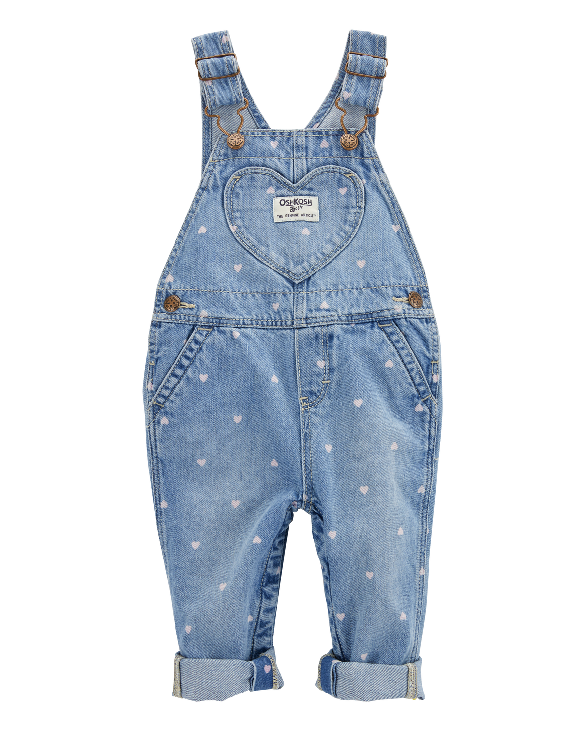 Baby Heart-Print Knit Denim Overalls - Blue - OshKosh | Carter's
