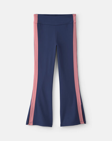 girls pull-on stretch active flare leggings - navy blue/pink