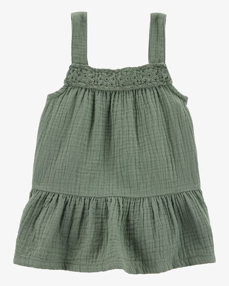  Product image 2 of Baby Gauze Crotchet Knit Tank - Olive