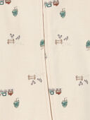 Khaki - Baby Truck Print 2-Way Zip Cotton Sleep & Play Pajamas, Selected