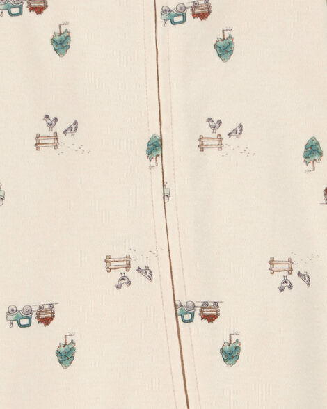 Product image 2 of Baby Truck Print 2-Way Zip Cotton Sleep & Play Pajamas