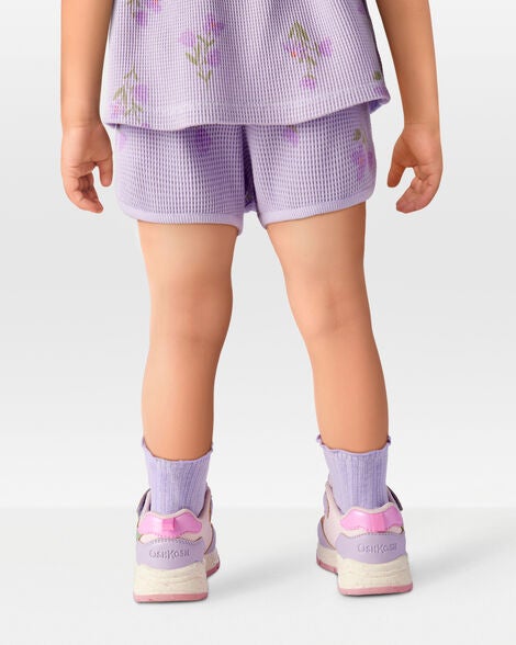  Product image 3 of Toddler Floral Waffle Knit Shorts - Purple