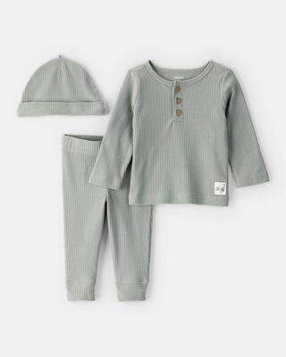 Baby 2-Piece Drop Needle Jumpsuit & Bandana Bib Set