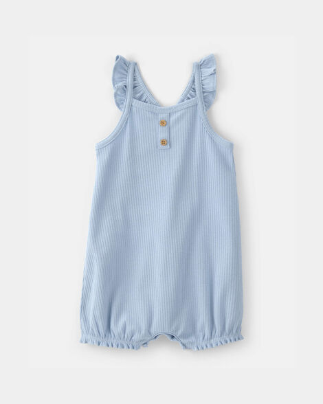 baby girl sleeveless romper - blue