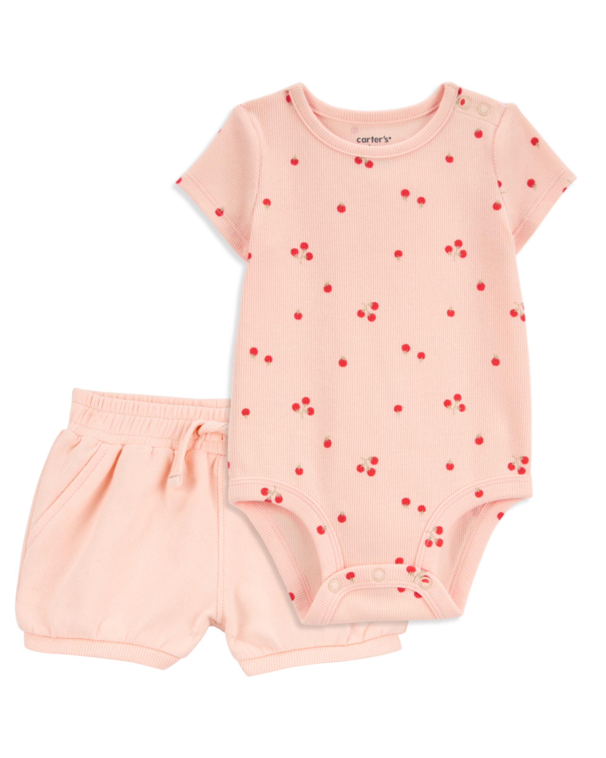 Baby 2-Piece Bodysuit & French Terry Short Set - Pink