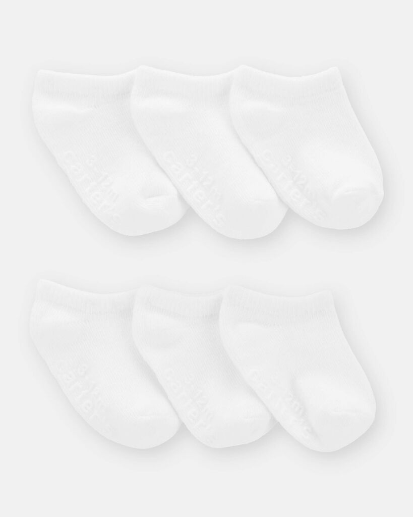 Carter's baby boy 6-pack no show socks 0-3M White
