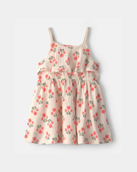baby girl floral ruffle dress - cream
