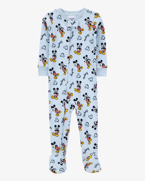  Product image 1 of Baby Disney© Mickey Mouse Snug Fit Cotton Footie 1-Piece Pajamas - Blue