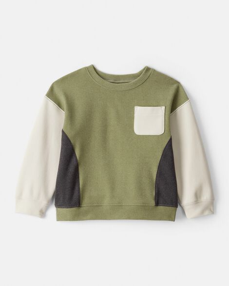 toddler boy colorblock long-sleeve pullover sweatshirt - green