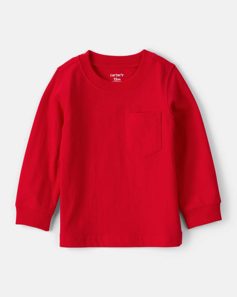 Carter's baby boy long-sleeve pocket tee 12M Red