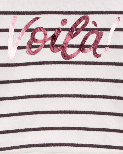 Product image 3 of Toddler Striped French Terry Long-Sleeve Pullover - Black/White