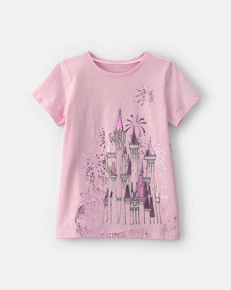 girls disney© castle graphic tee - pink