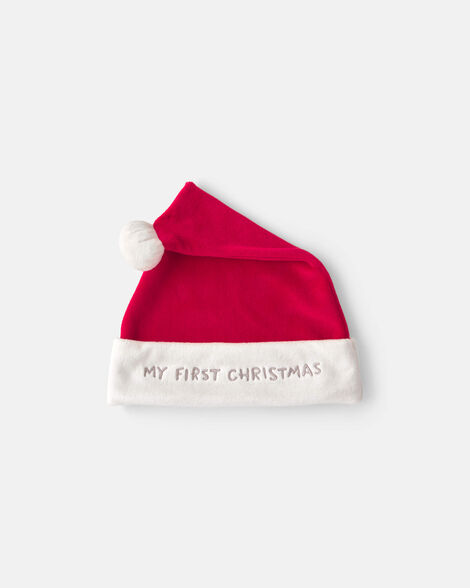 baby 'my first christmas' santa hat - red