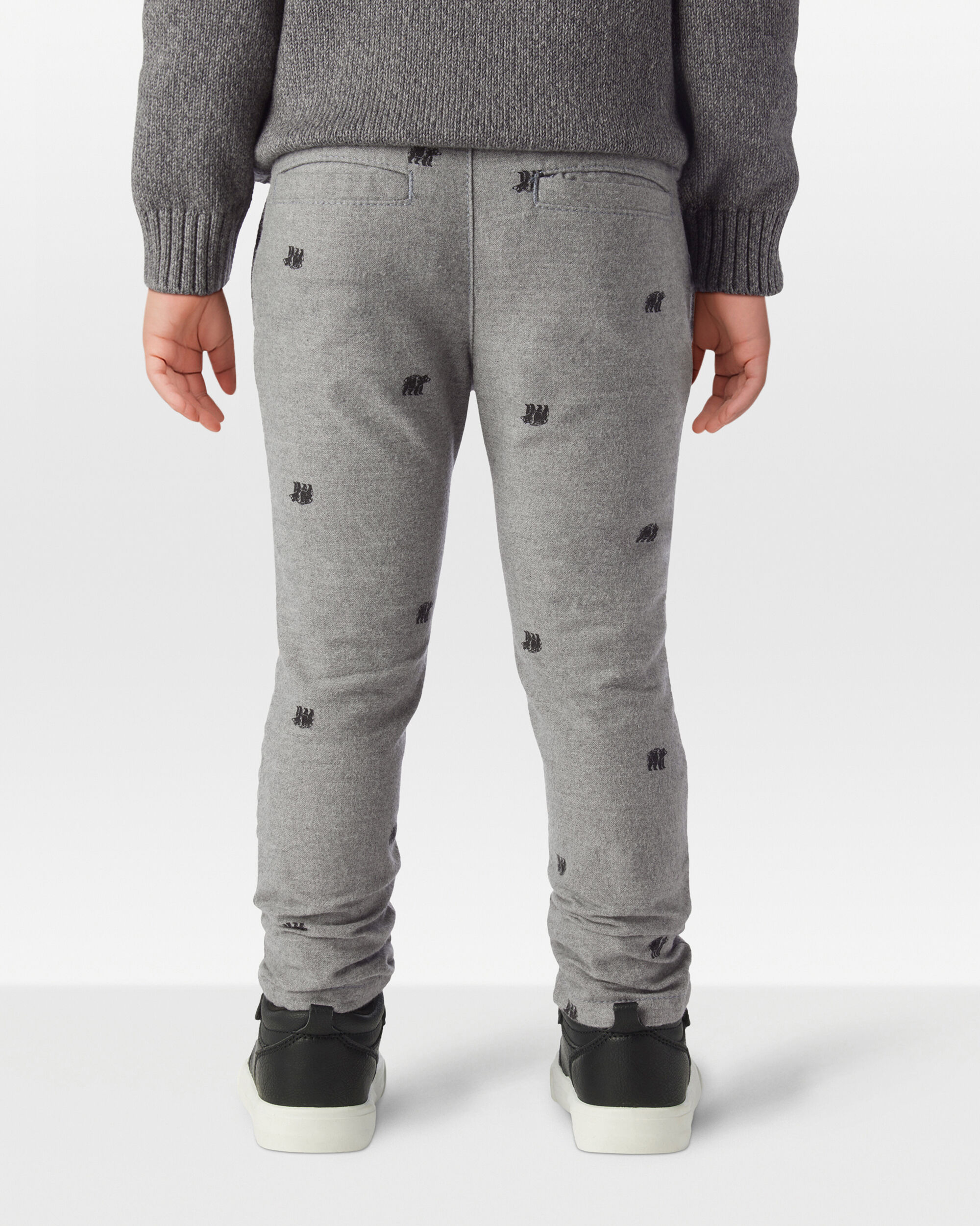 Toddler Boy Bear Print Dress Pants - Grey