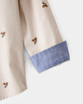 Product image 2 of Toddler Poplin Acorn Print Button-Front Shirt - Khaki