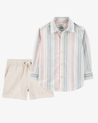 Product image 1 of Toddler 2-Piece Button-Down Shirt & Shorts Outfit Set