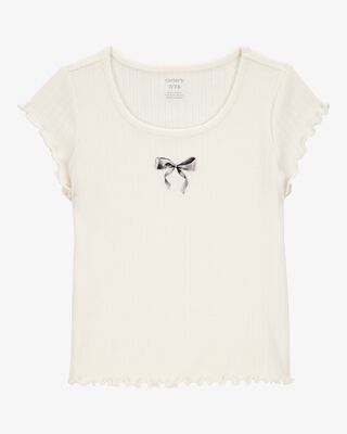 Product image 1 of Kid Bow Pointelle Baby Tee - White