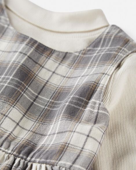  Product image 5 of Toddler 2-Piece Organic Cotton Herringbone Dress Set in Plaid
