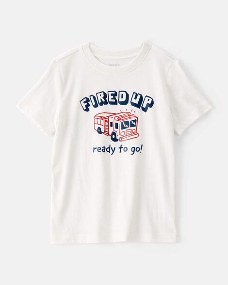 toddler boy firetruck graphic tee - white